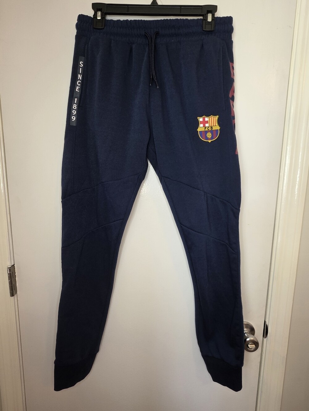 FC Barcelona Barca Fleece Jogger Sweatpants Navy Blue Soccer Football Size M